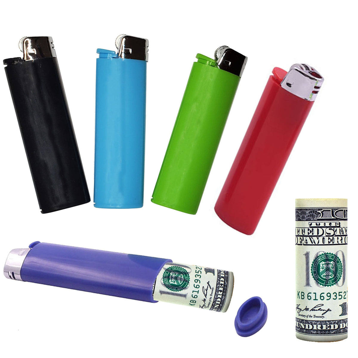 Fake Lighter Diversion Safe 5X - Realistic looking Lighter with a Secret Compartment to Stash valuables