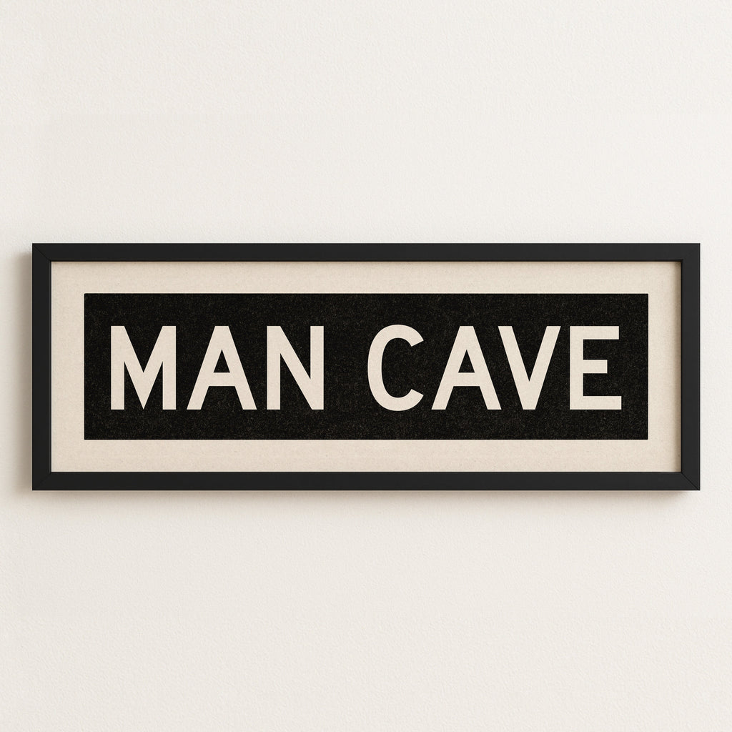 Framed Man Cave Bus Scroll Sign