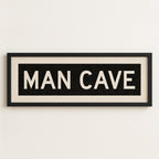 Framed Man Cave Bus Scroll Sign