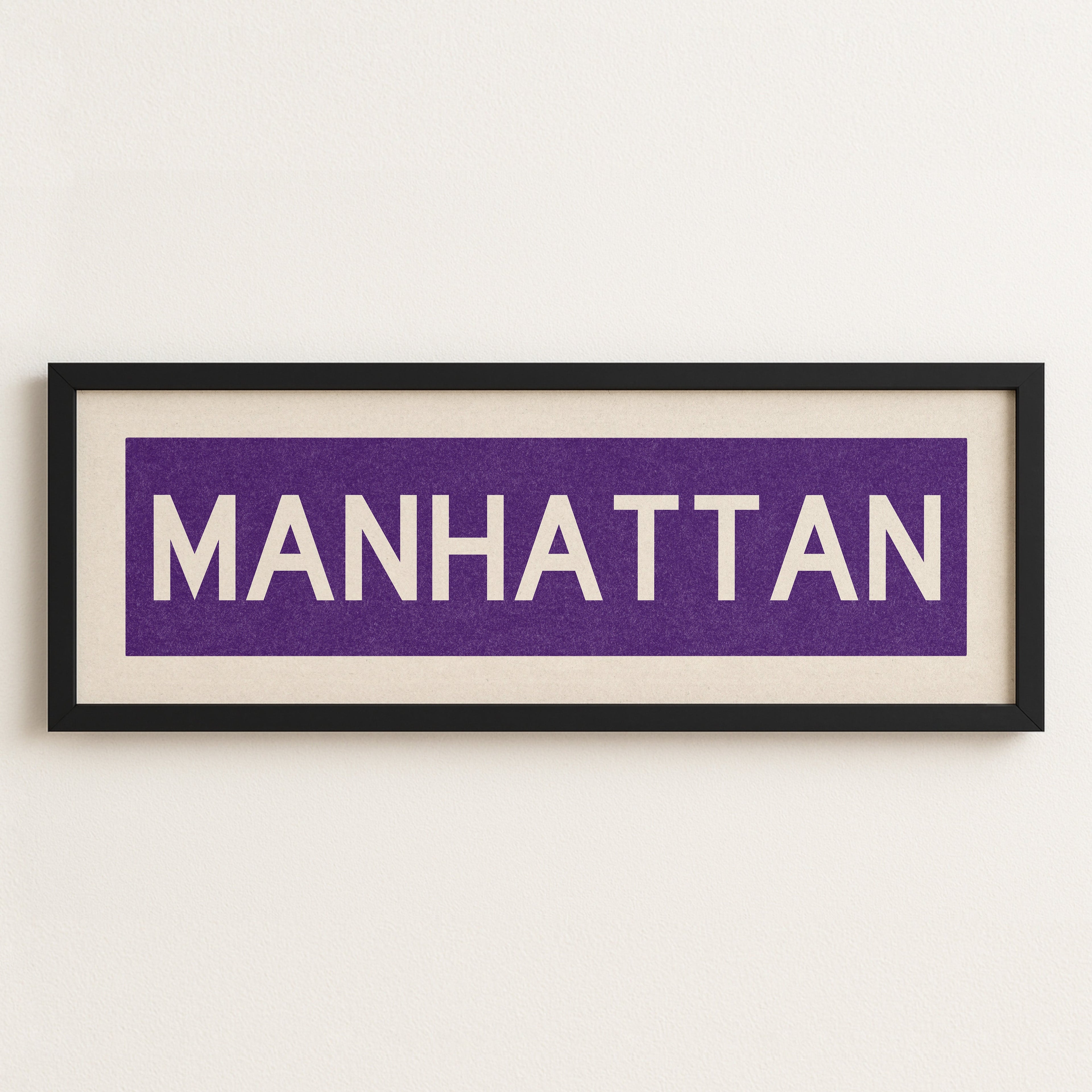 Framed Manhattan Purple Bus Scroll