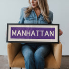 Framed Manhattan Purple Bus Scroll