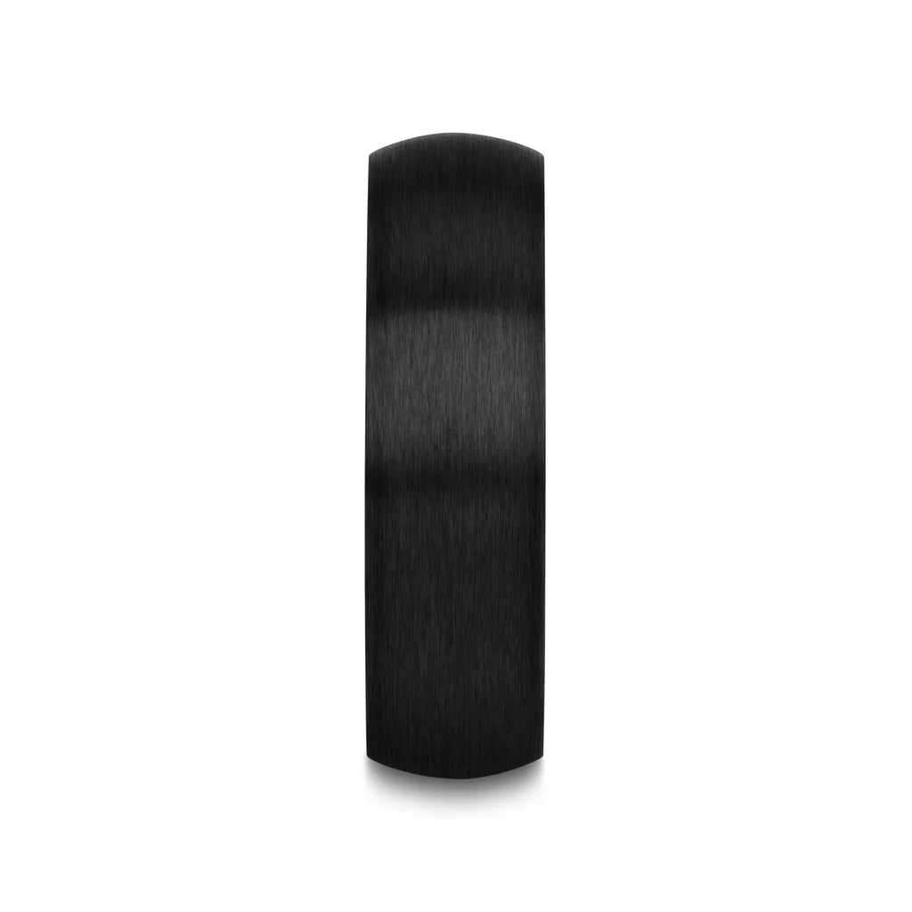 MARAUDER Domed Brushed Finish Black Titanium Men’s Wedding Band - 6mm & 8mm