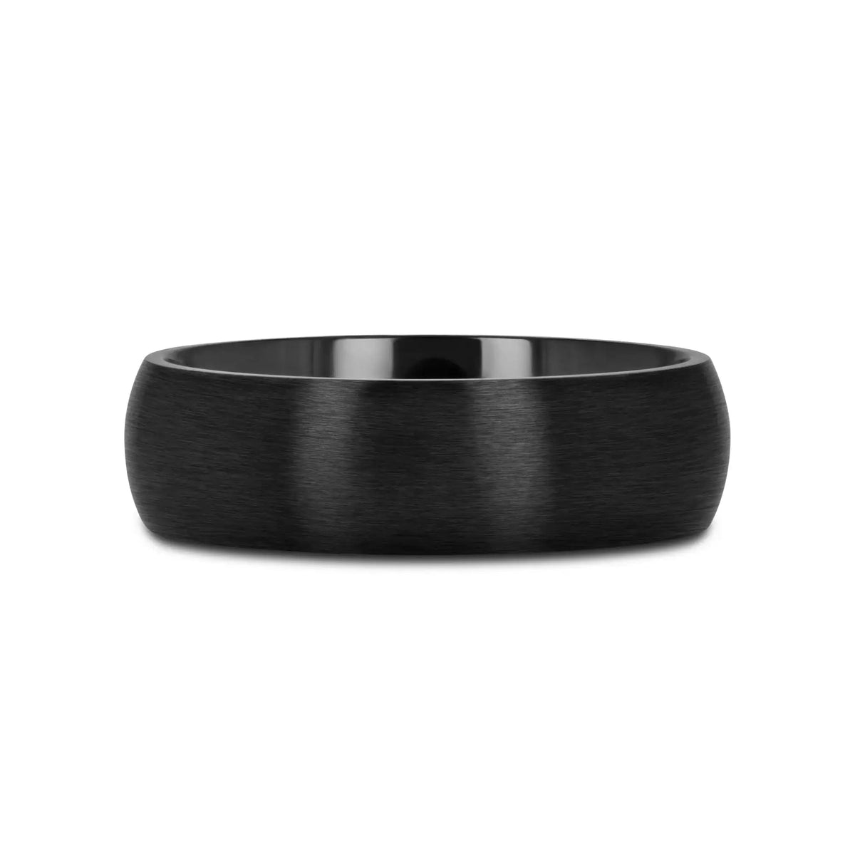 MARAUDER Domed Brushed Finish Black Titanium Men’s Wedding Band - 6mm & 8mm