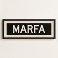 Framed Marfa Bus Scroll Sign