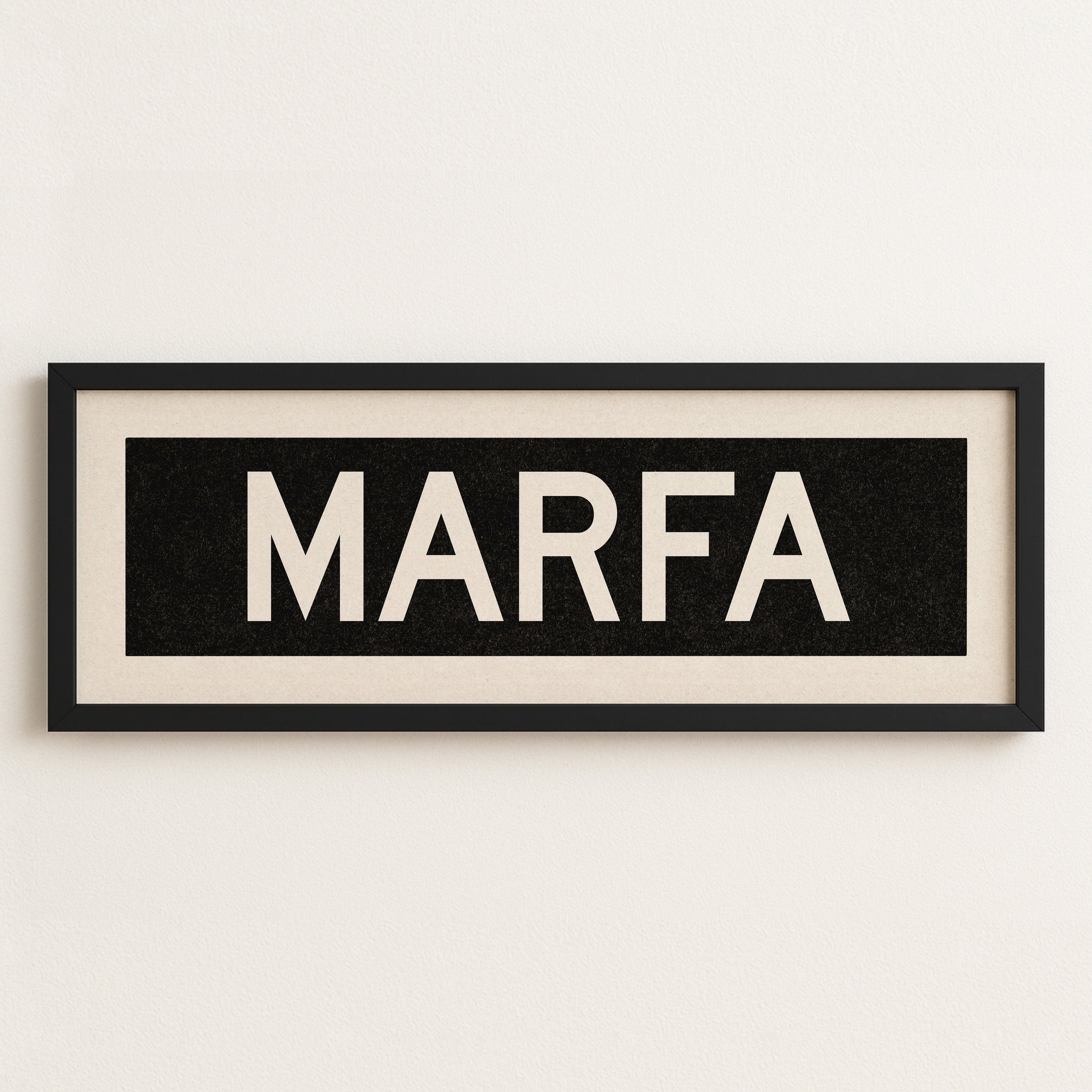 Framed Marfa Bus Scroll Sign