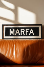 Framed Marfa Bus Scroll Sign
