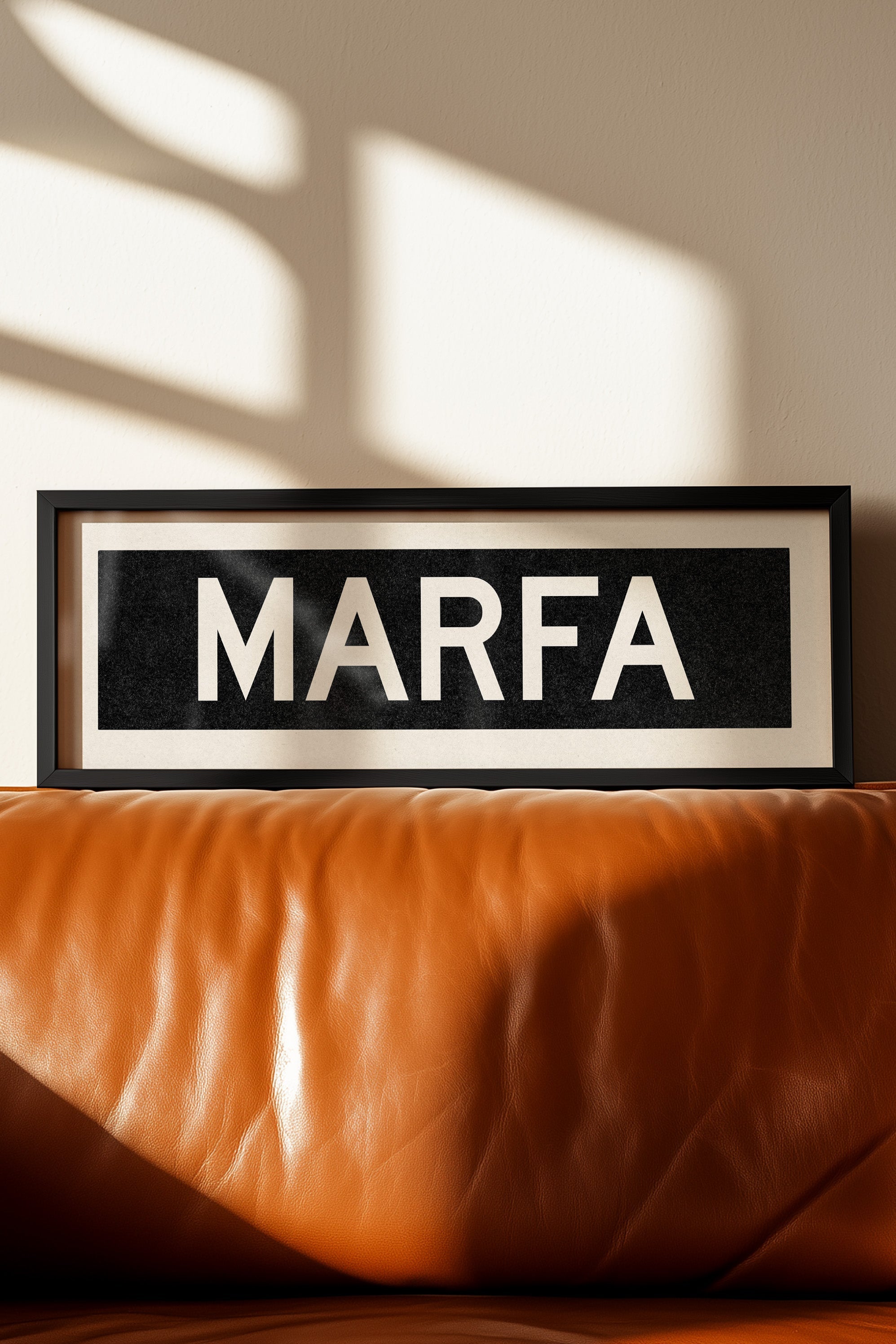 Framed Marfa Bus Scroll Sign