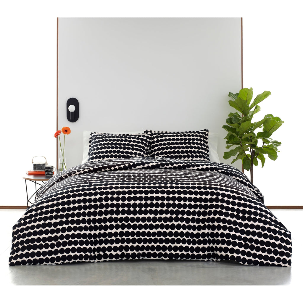 Marimekko Rasymatto Black Cotton Comforter and Sham Set