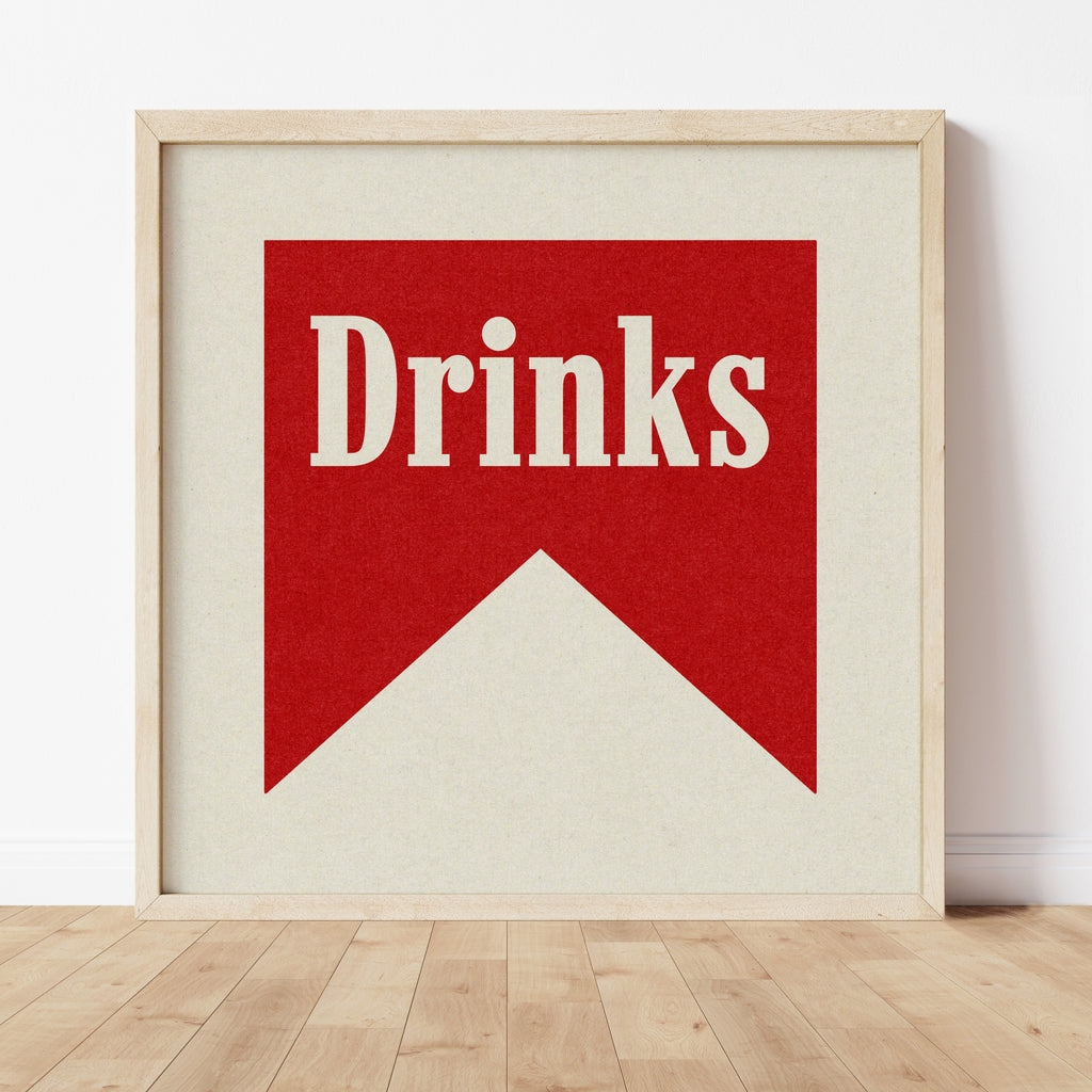Bar Drinks Banner Tab Typography Square Art Print