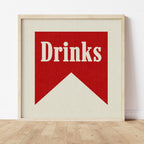 Bar Drinks Banner Tab Typography Square Art Print