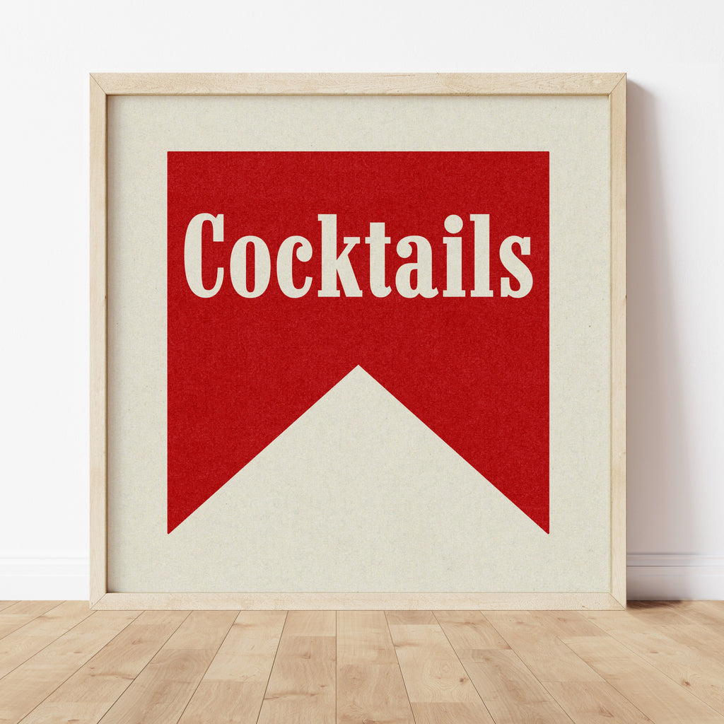 Cocktails Banner Tab Typography Square Bar Art Print