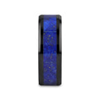 MARLOW Men’s Polished Black Ceramic Wedding Band with Blue Lapis Inlay & Beveled Edges - 8mm