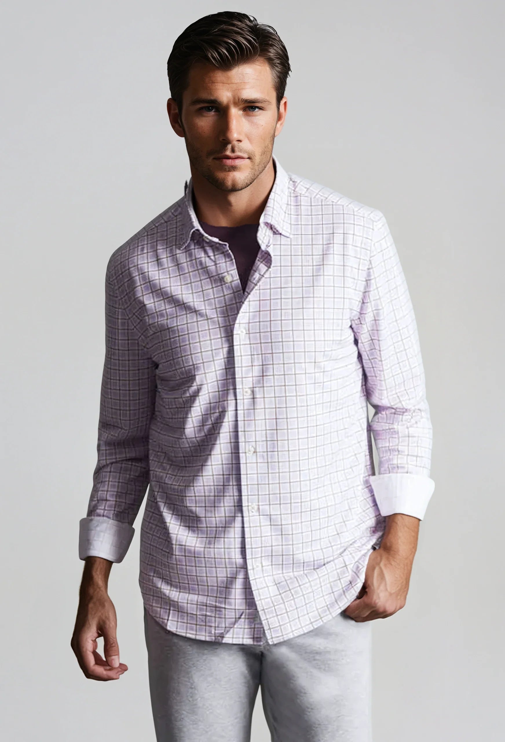 Matt Plaid Long Sleeve Tech Shirt