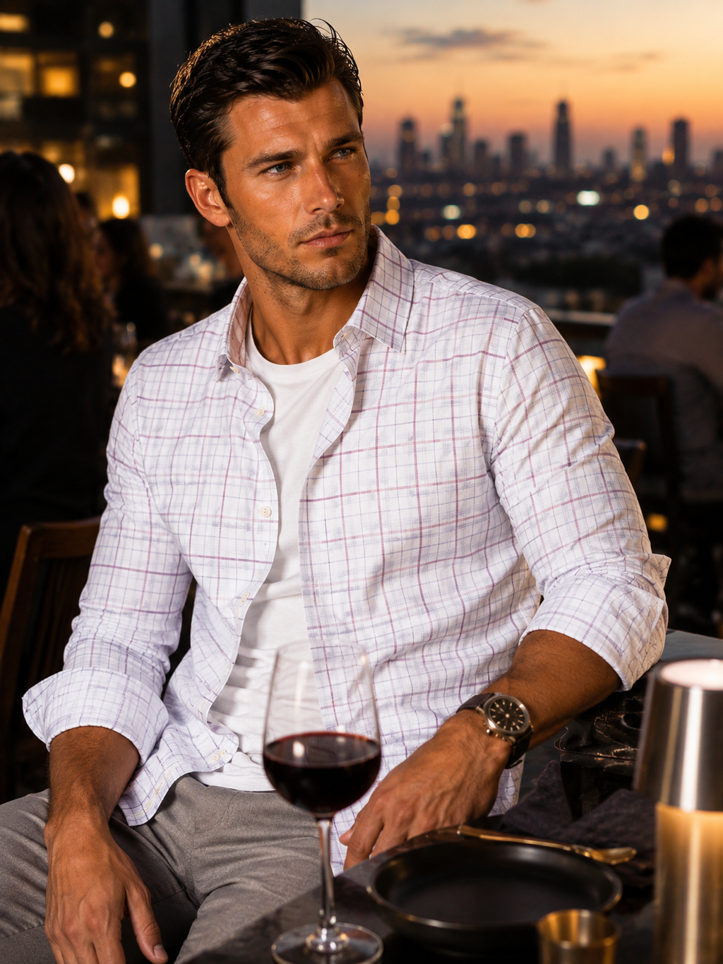 Matt Plaid Long Sleeve Tech Shirt
