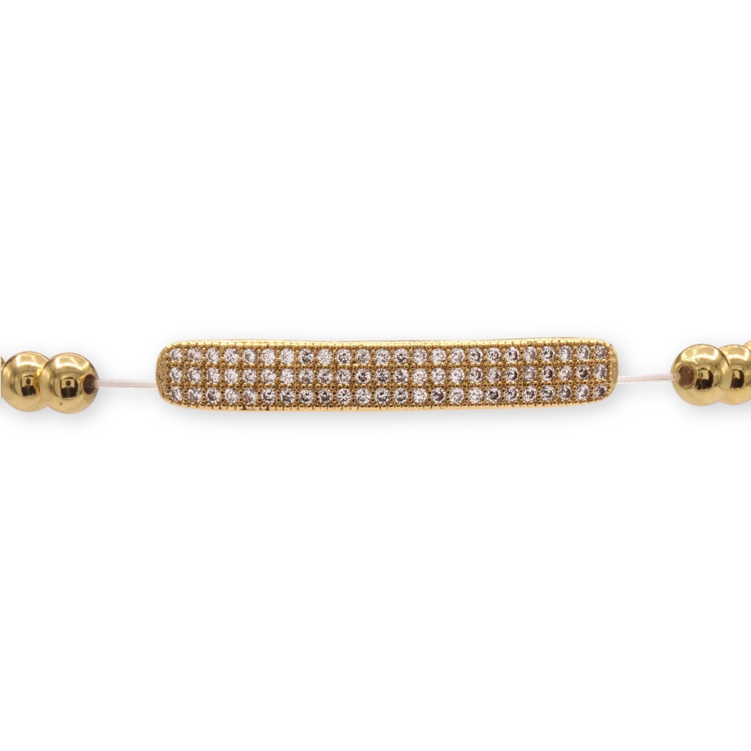 Brass Cubic Zirconia Pave Bar Charm Bracelet Women