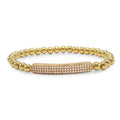 Brass Cubic Zirconia Pave Bar Charm Bracelet Women