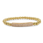 Brass Cubic Zirconia Pave Bar Charm Bracelet Women