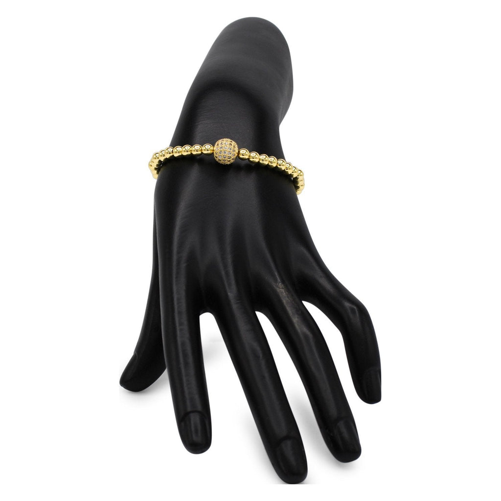 Brass Cubic Zirconia Ball Charm Bracelet Men Women