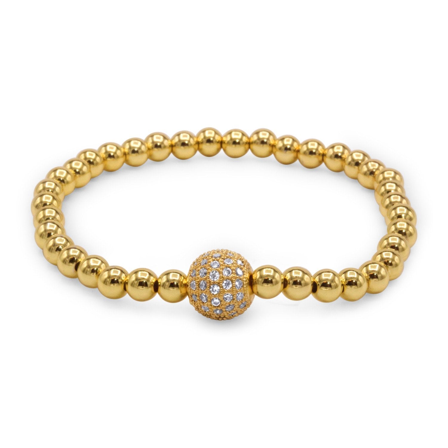 Brass Cubic Zirconia Ball Charm Bracelet Men Women