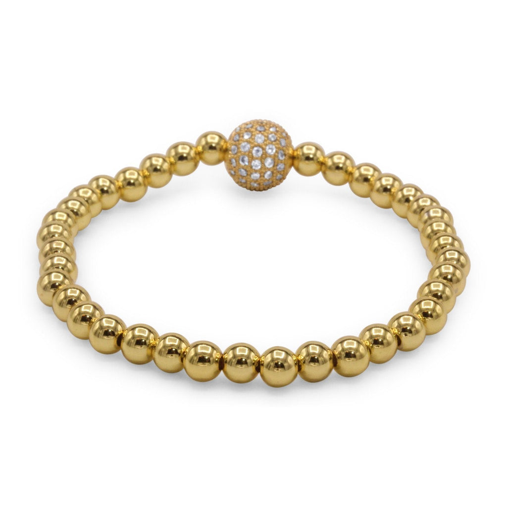 Brass Cubic Zirconia Ball Charm Bracelet Men Women