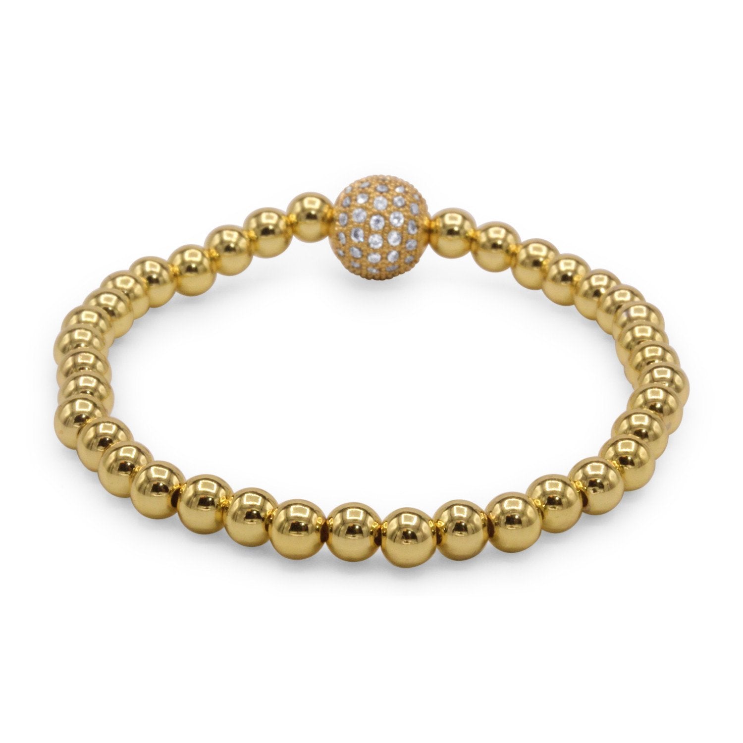 Brass Cubic Zirconia Ball Charm Bracelet Men Women