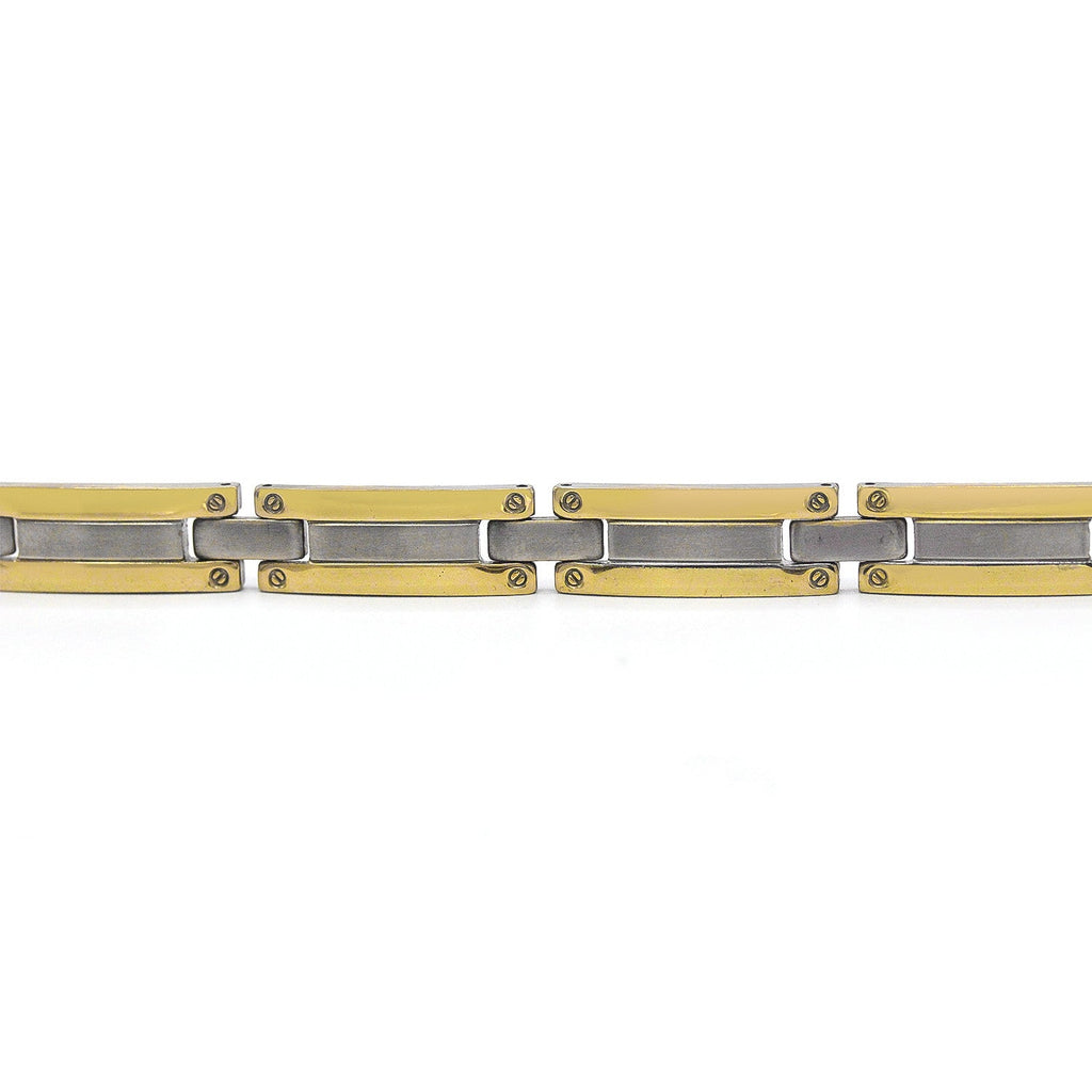 Decorative Men’s Stainless Steel Bracelet Fashion Wrist Band (Silver/Gold)