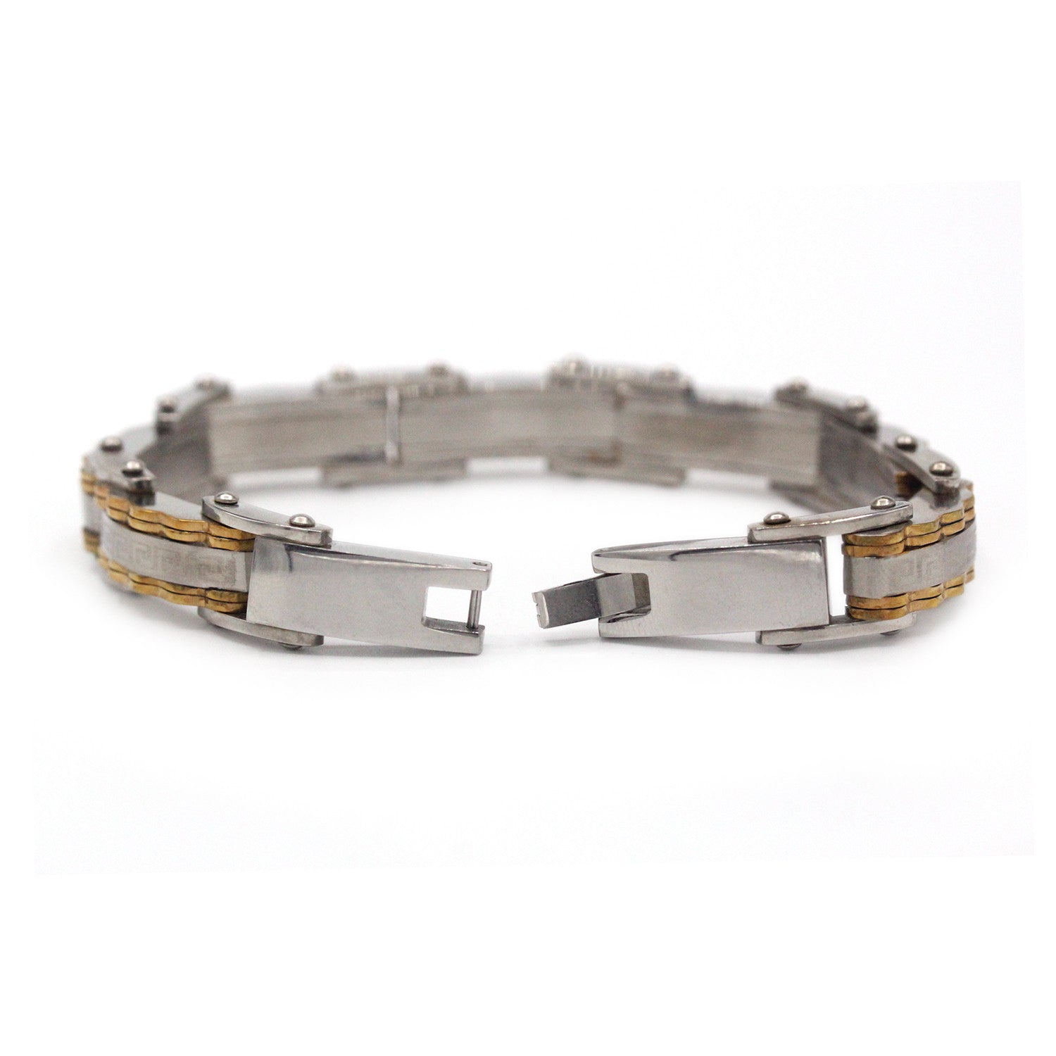 Decorative Men’s Stainless Steel Bracelet Fashion Wrist Band (Silver/Gold)