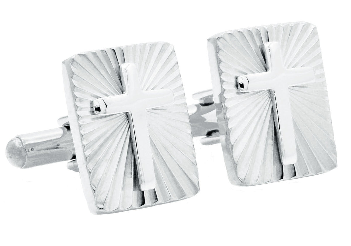 Men's Stainless Steel Radial Cross Cuff Links