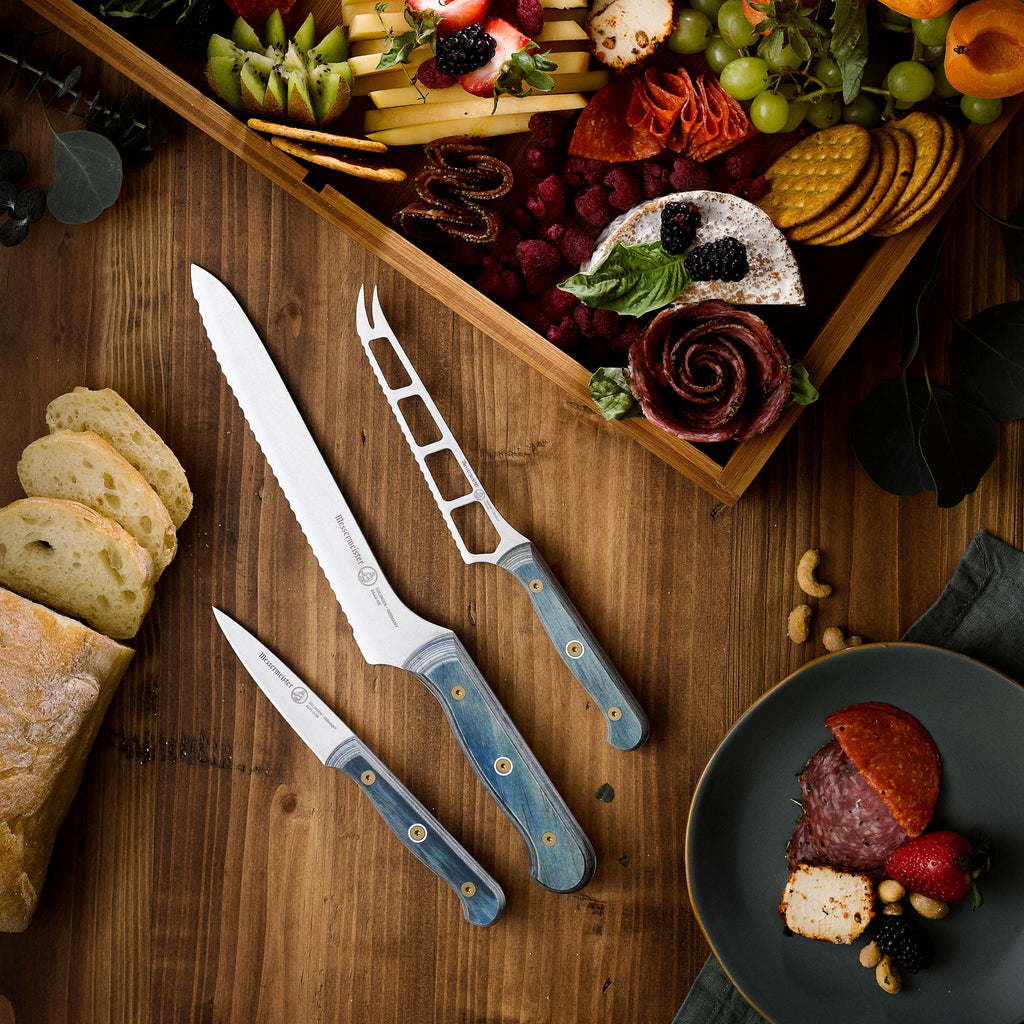 Custom Blue Scalloped Offset Knife - 8"