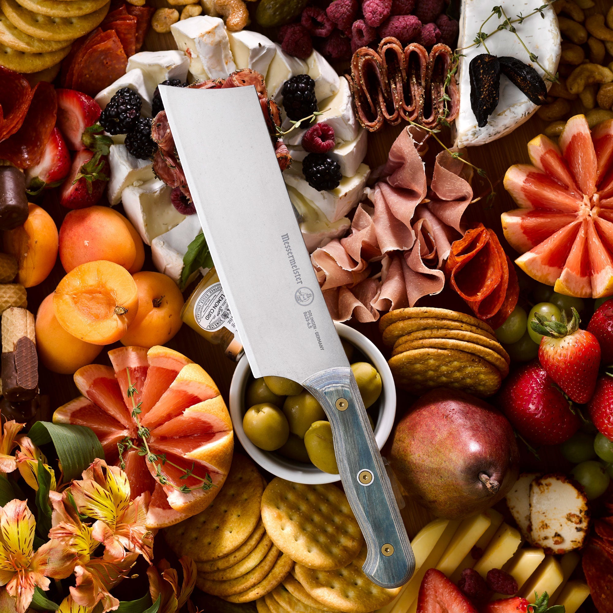 Custom Blue Nakiri Knife - 6.5"
