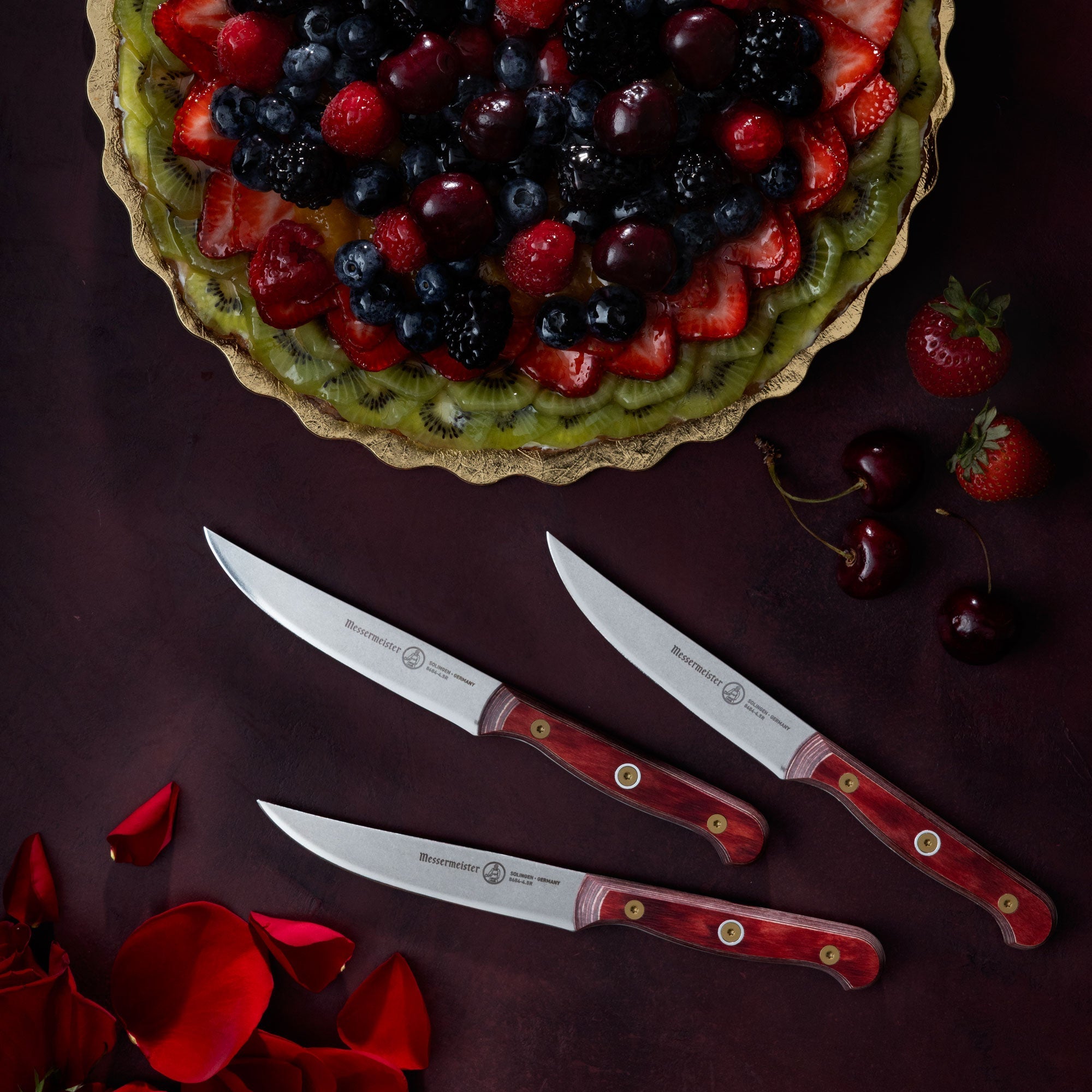 Custom Red 4 Piece Steak Knife Set