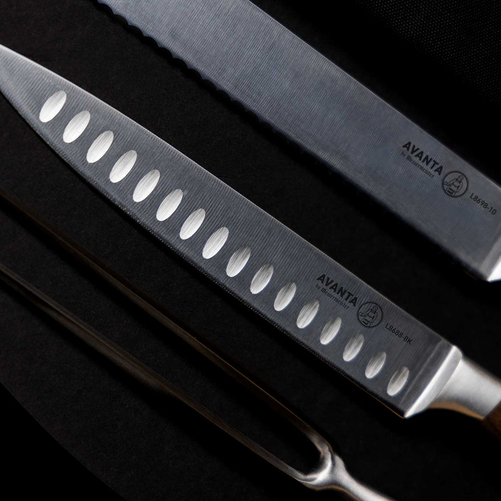 Avanta Pakkawood 6 Piece Pro BBQ Knife Set / Black Knife Bag