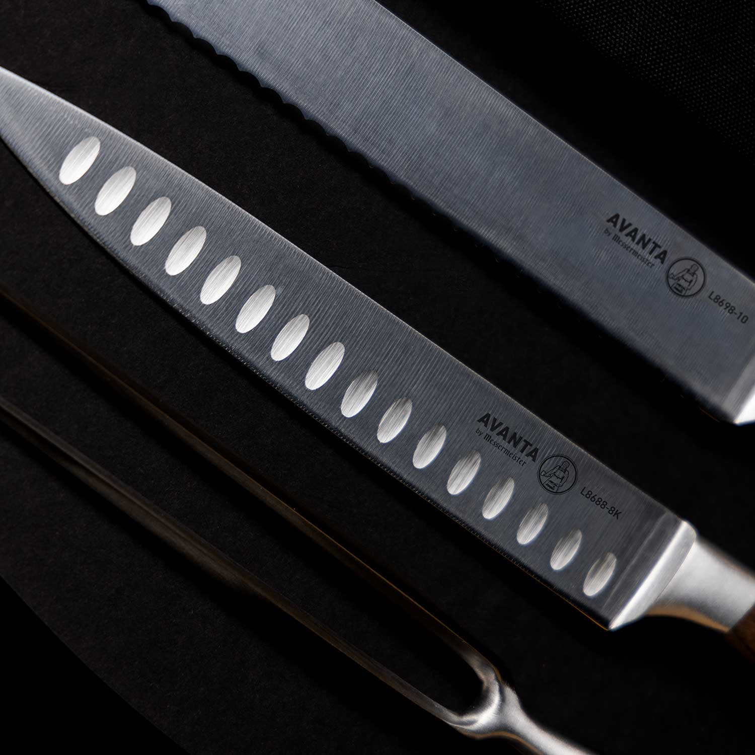 Avanta Pakkawood 6 Piece Pro BBQ Knife Set / Black Knife Bag