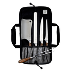 Avanta Pakkawood 6 Piece Pro BBQ Knife Set / Black Knife Bag