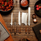 Avanta Pakkawood 6 Piece Pro BBQ Knife Set / Black Knife Bag
