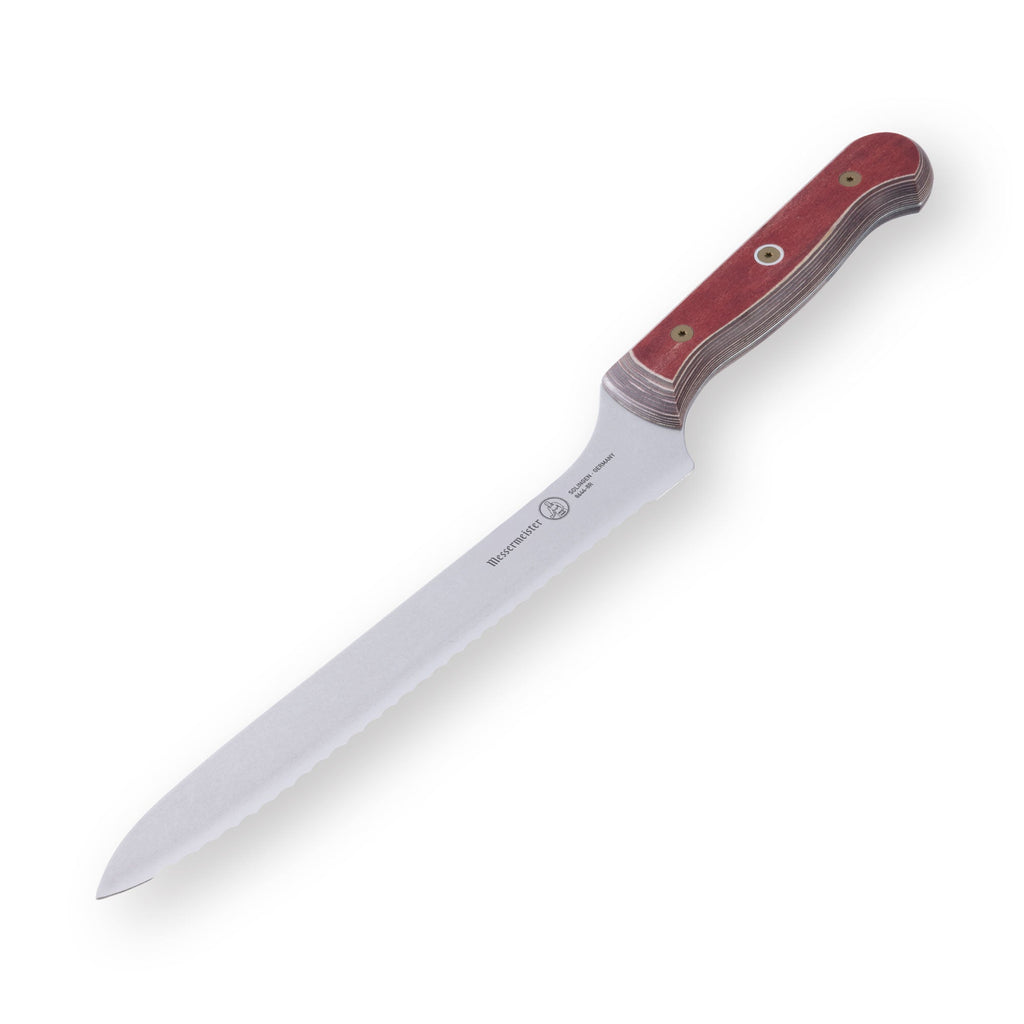 Custom Red Scalloped Offset Knife - 8"