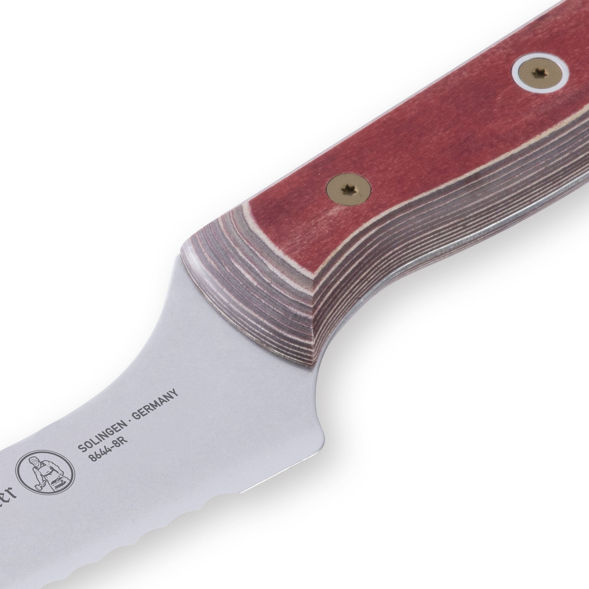 Custom Red Scalloped Offset Knife - 8"