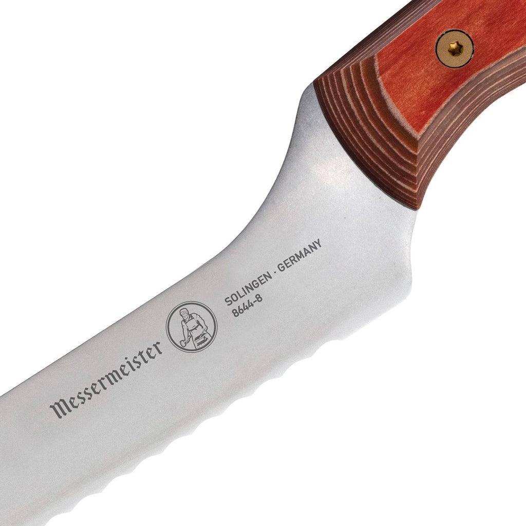 Custom Red Scalloped Offset Knife - 8"