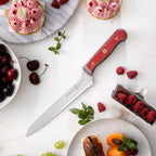 Custom Red Scalloped Offset Knife - 8"