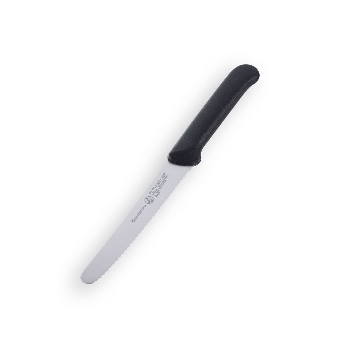 Petite Messer Black Serrated Steak Knife with Sheath - 4.5"