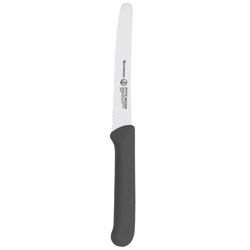 Petite Messer Black Serrated Steak Knife with Sheath - 4.5"