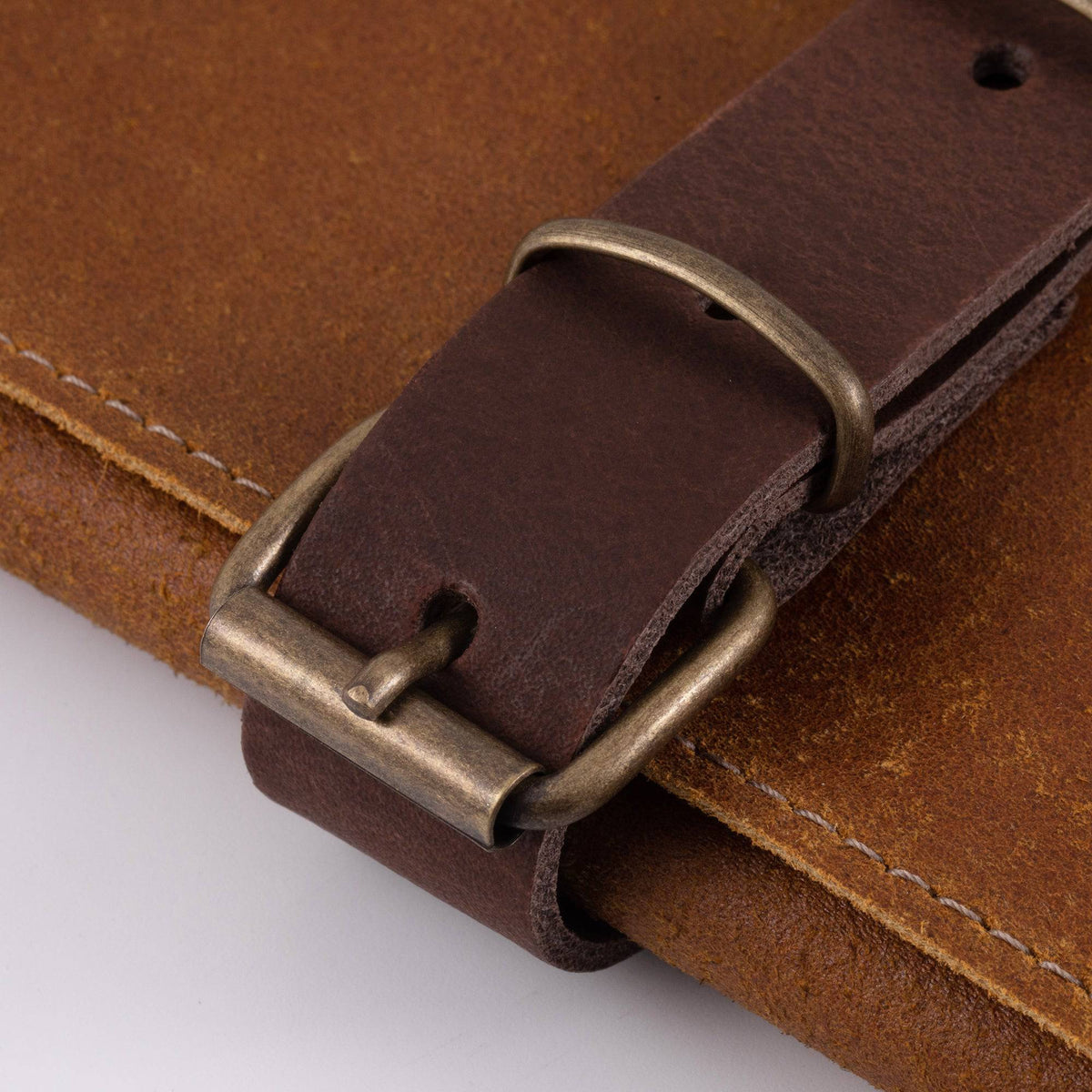 Vintage Leather Amber Knife Roll - 7 Pocket