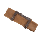 Vintage Leather Amber Knife Roll - 7 Pocket