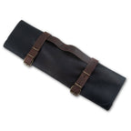 Vintage Leather 7 Pocket Knife Roll - Black