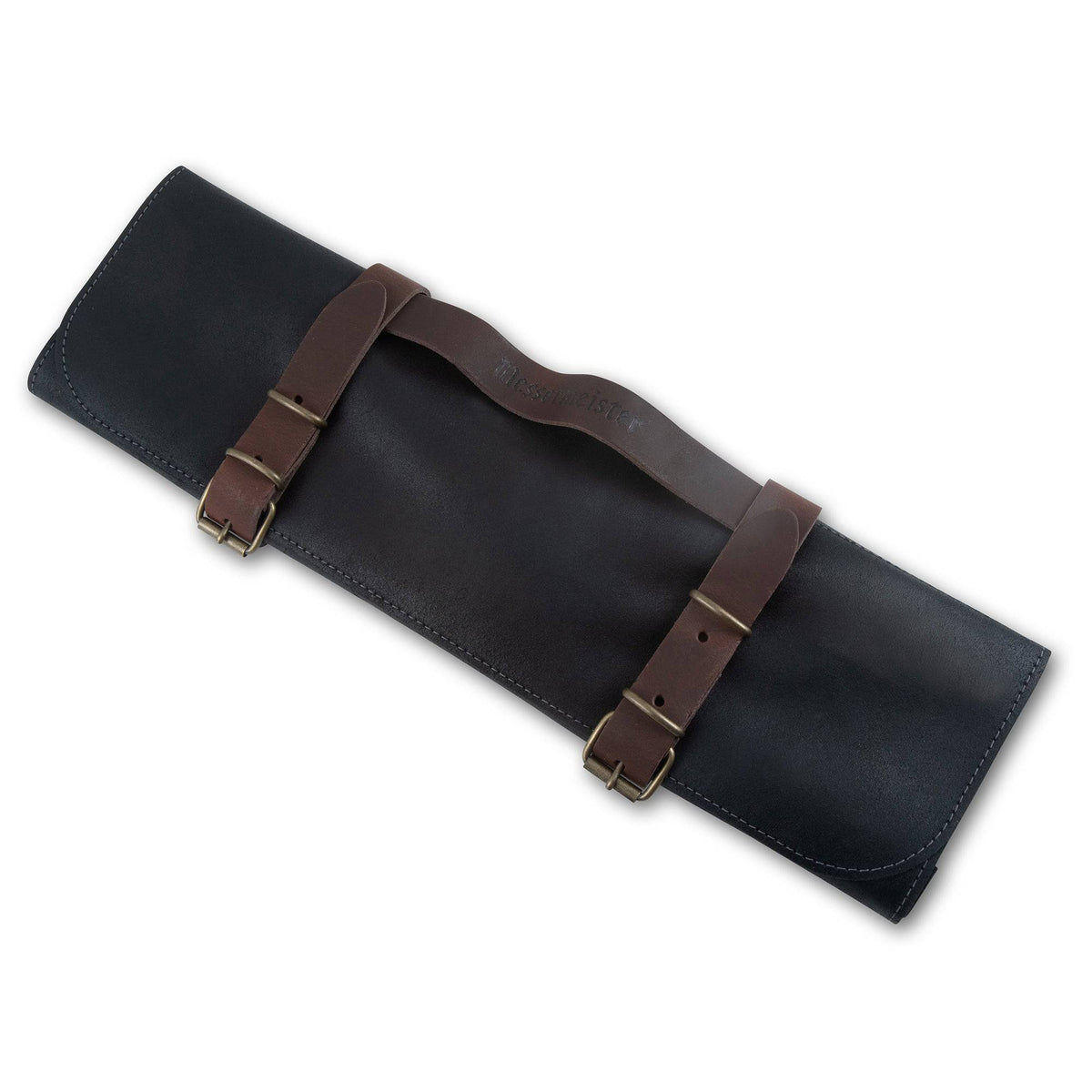 Vintage Leather 7 Pocket Knife Roll - Black