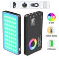 Metallic LED Selfie Light, Portable RGB Video Light, Camera Fill Light, Rechargeable Dimmable Panel Lamp with Clip, Lights for Iphone, Selfie Accessories