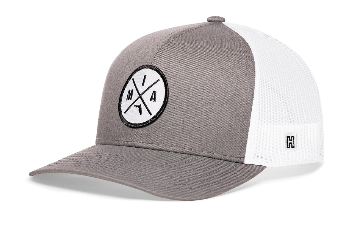 Miami Trucker Hat  |  White Patch MIA X Snapback