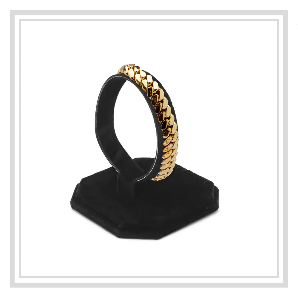 Miami Cuban Link Chain Bracelet 14K Gold Premium Plated 10-24mm Men Jewelry 8.5 inch