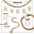 Miami Cuban Link Chain Bracelet 14K Gold Premium Plated 10-24mm Men Jewelry 8.5 inch