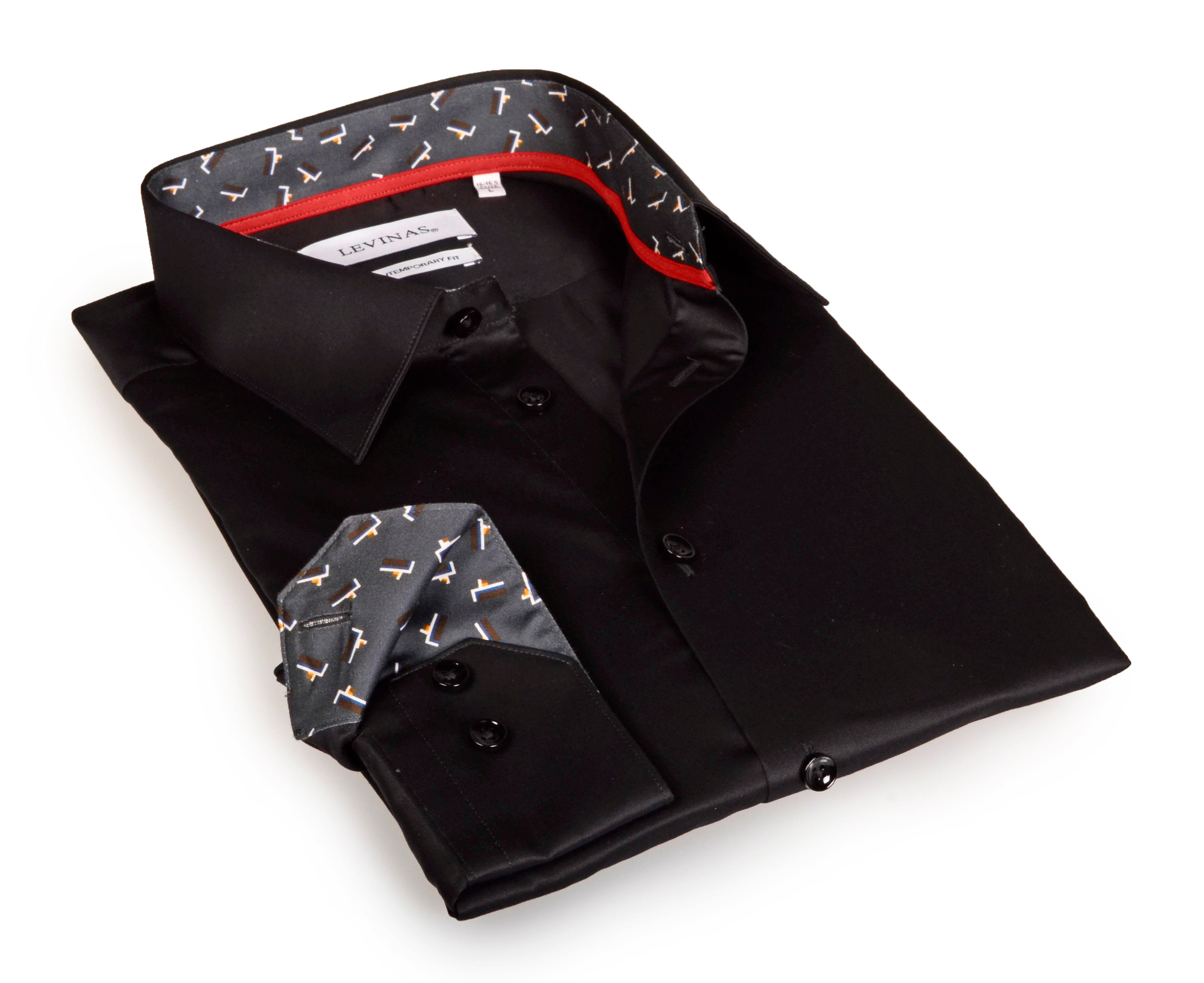Michael Button-Up Shirt With Contrast Details // Black // Contemporary – Touch of Modern